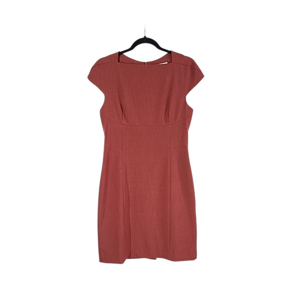 MM Lafleur Ashley Dress Red Size 8 Square Boat Neck Tailored Sheath Work Office - Picture 14 of 14